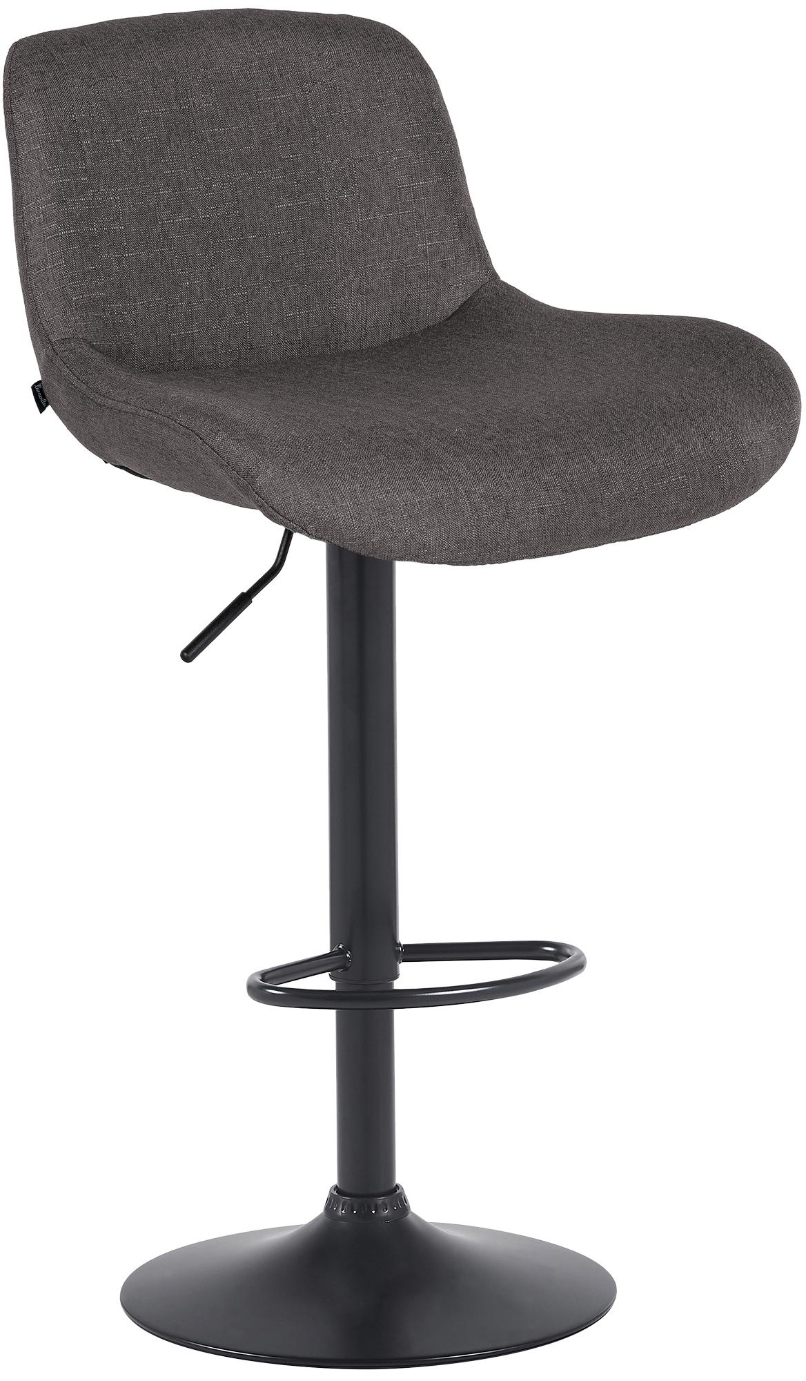 Barkruk - Hoge stoel - Verstelbaar & comfort - Met voetensteun & 360° draaibaar mat zwart stof Kleur donkergrijs Materiaal Stof