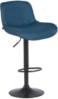 Barkruk - Hoge stoel - Verstelbaar & comfort - Met voetensteun & 360° draaibaar mat zwart stof Kleur blauw Materiaal Stof