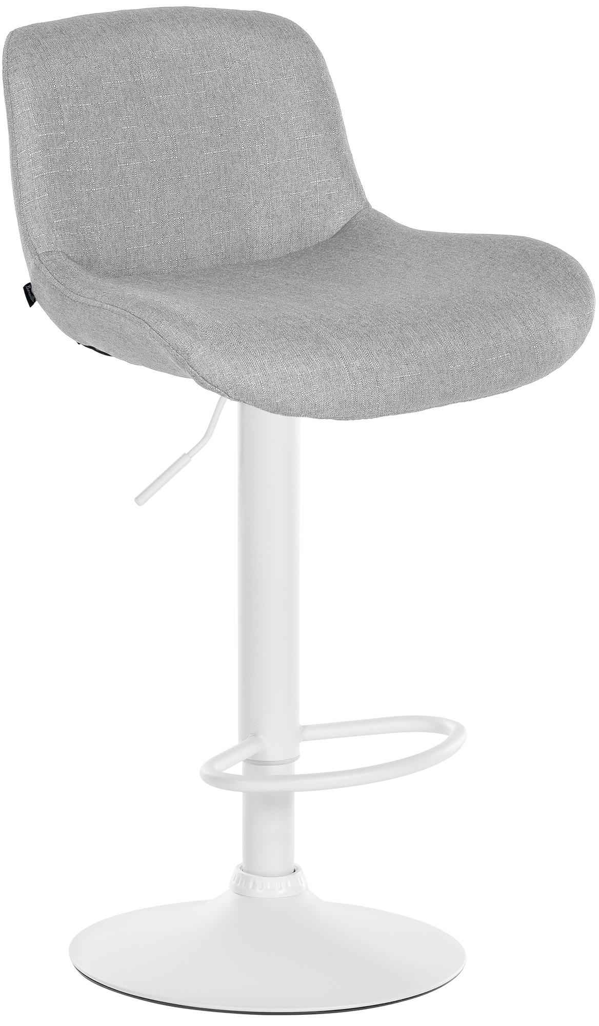 Moderne Witte Barkruk - Comfortabele Design Kruk - In Hoogte Verstelbaar en 360° Draaibaar Kleur lichtgrijs Materiaal Stof