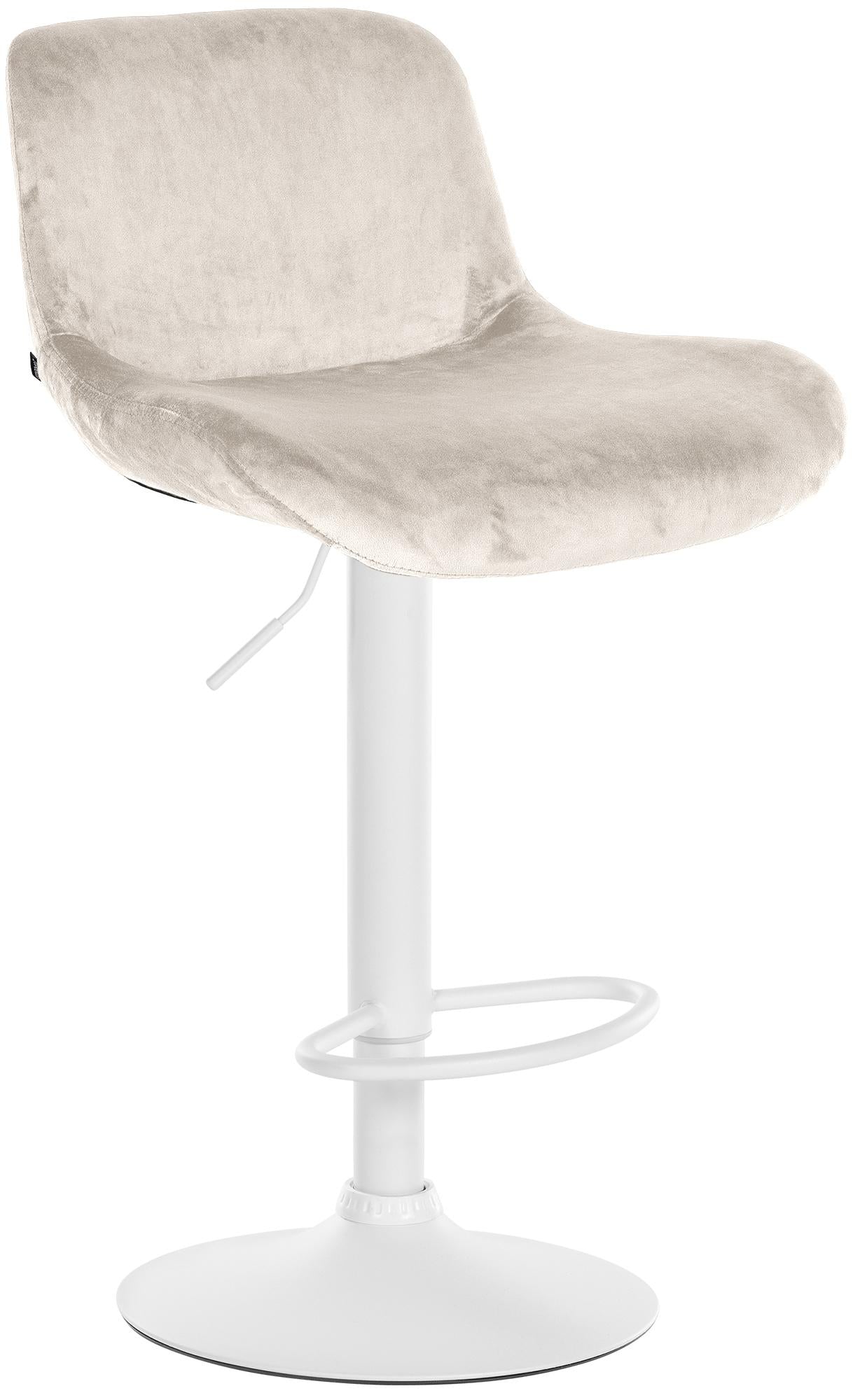 Moderne Witte Barkruk - Comfortabele Design Kruk - In Hoogte Verstelbaar en 360° Draaibaar Kleur crème Materiaal zacht