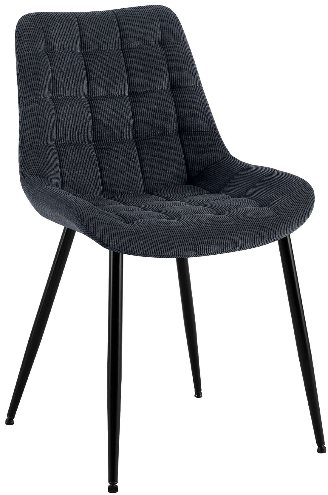 Eetkamerstoel Ribstof - Keukenstoel - Hoog Zitcomfort - Stijlvol Quiltpatroon Kleur zwart