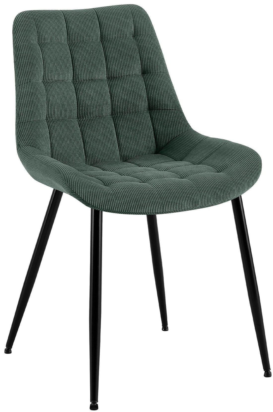 Eetkamerstoel Ribstof - Keukenstoel - Hoog Zitcomfort, Zwart Metalen Frame Kleur groen