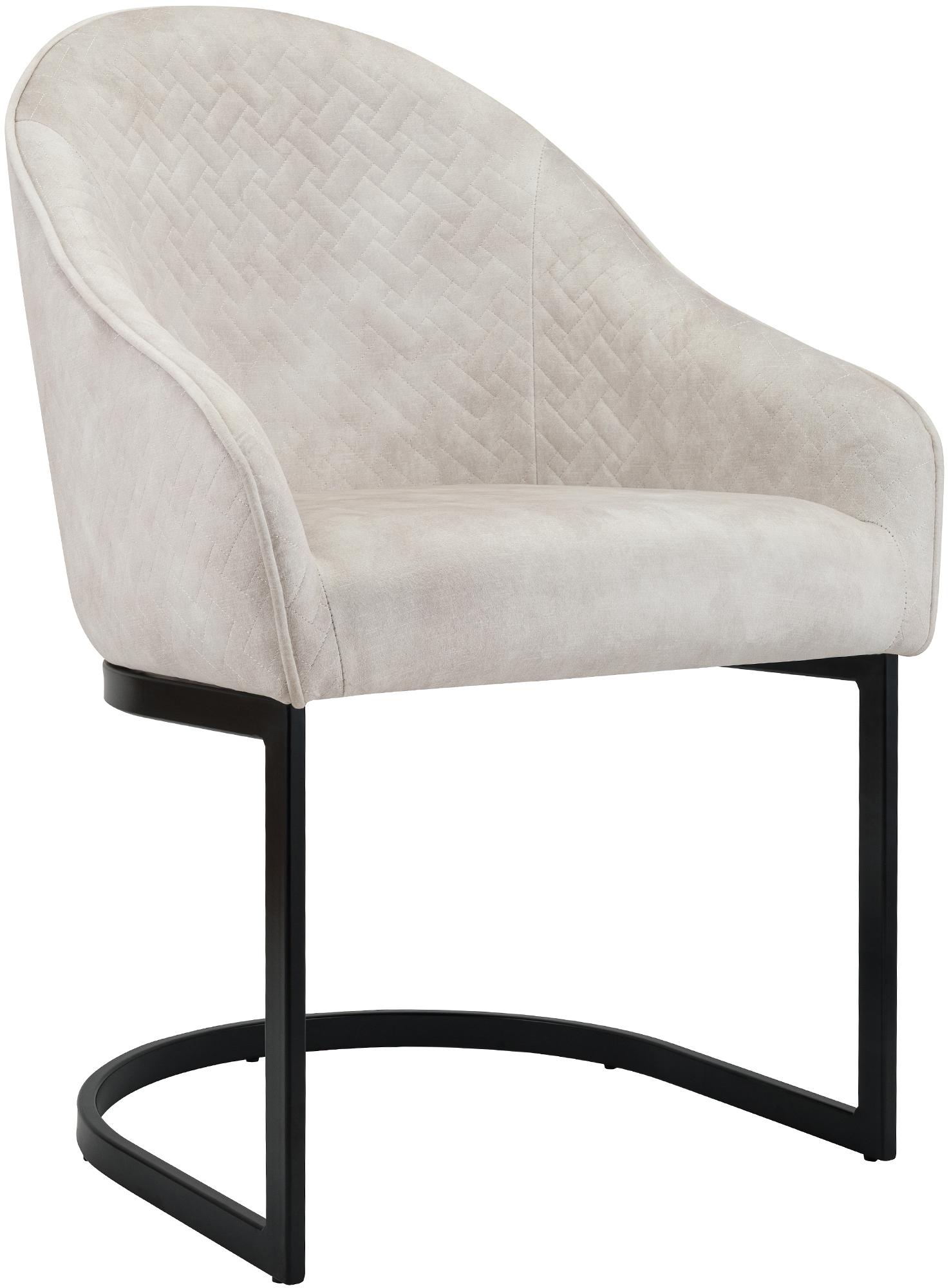Fluwelen Eetkamerstoel - Keukenstoel - Hoog Zitcomfort, Poedergecoat Schroeframe Kleur crème