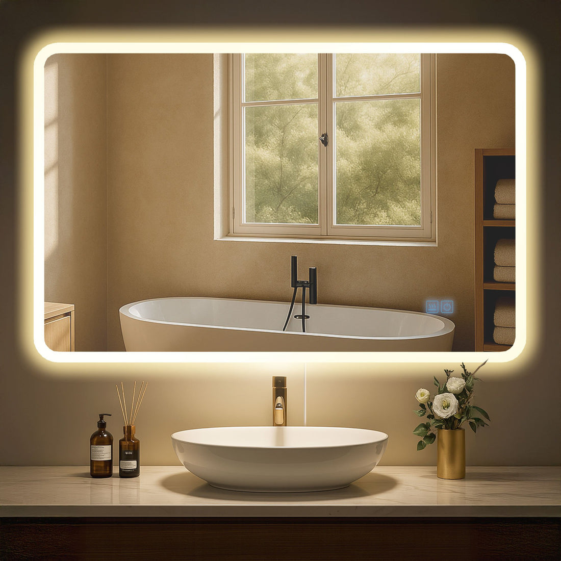 LED Badkamerspiegel - Wandspiegel - Anti-condensfunctie, Optimale Verlichting, 70x100 cm Kleur helderglas