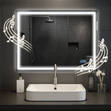 LED Badkamerspiegel - Wandspiegel - Bluetooth-luidsprekers, Verhelderende LED Verlichting Kleur helderglas