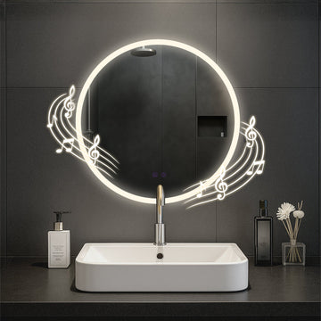 Ronde Badkamerspiegel - Wandspiegel - Bluetooth, LED Verlichting en Anticondensfunctie Kleur helderglas