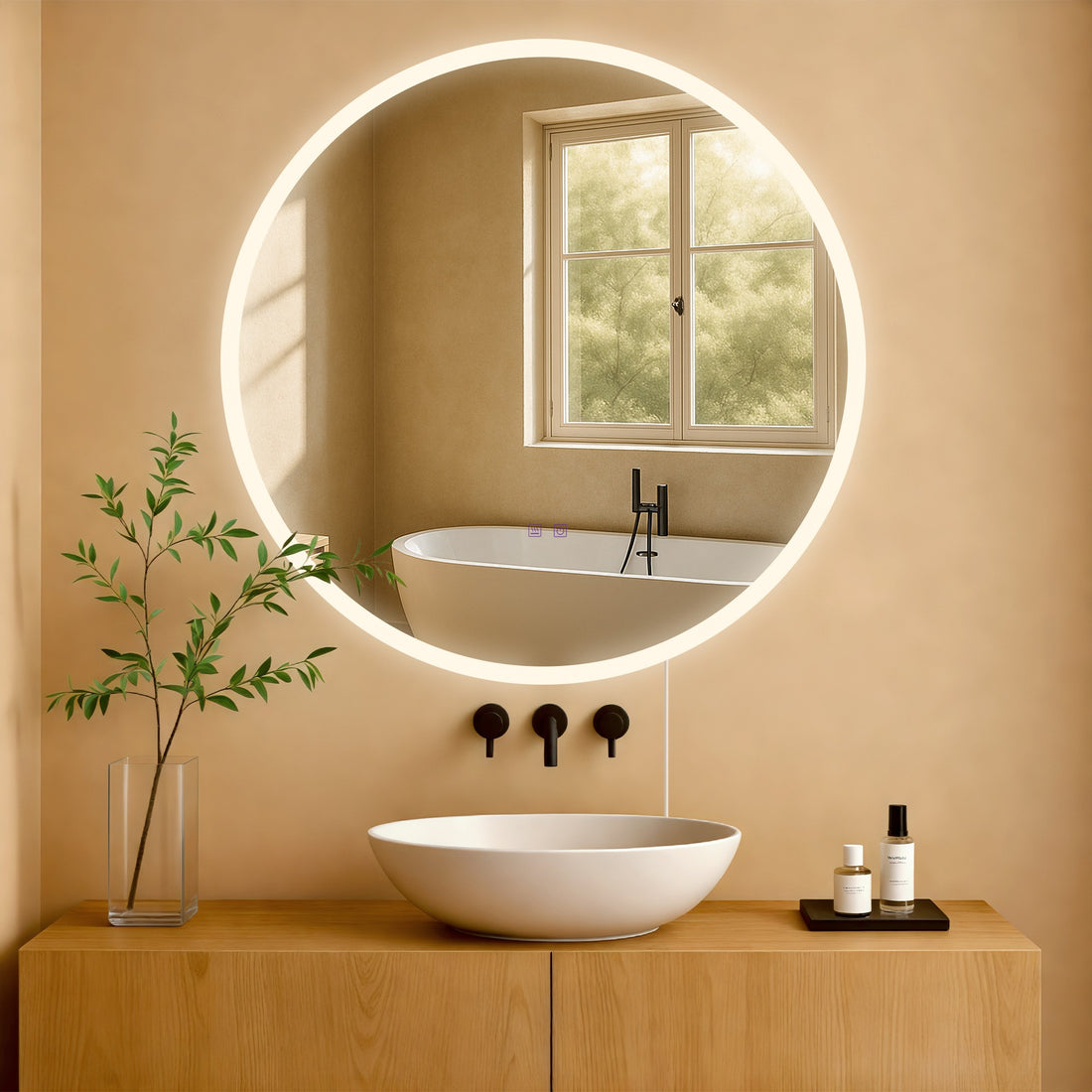 Ronde Badkamerspiegel - LED-verlichting, Anti-condensfunctie, Perfect voor Vochtige Omgevingen Kleur helderglas