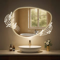 Bluetooth badkamerspiegel, wandspiegel, LED-verlichting & anti-condens, IP44, dimbaar, Kleur helder glas