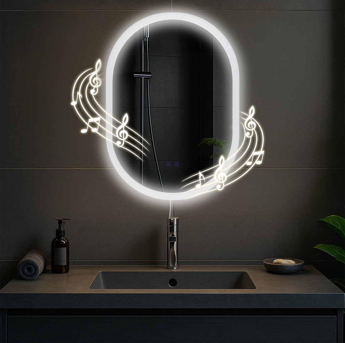 Badkamerspiegel met Bluetooth - Wandspiegel - LED Verlichting & Anti-condensfunctie Kleur helderglas