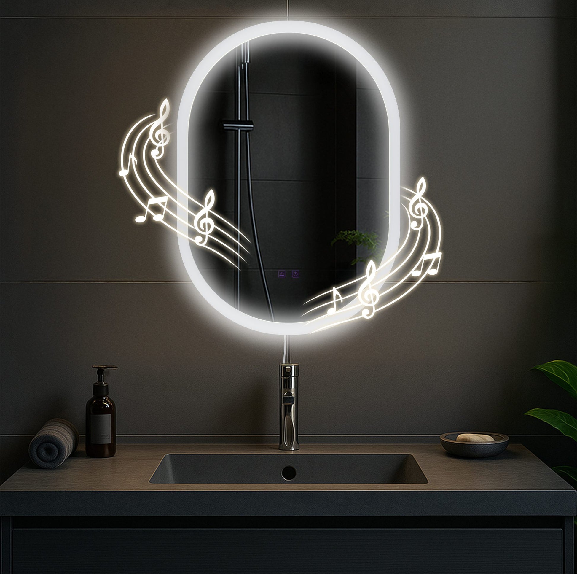 Badkamerspiegel met Bluetooth - Wandspiegel - LED Verlichting & Anti-condensfunctie Kleur helderglas