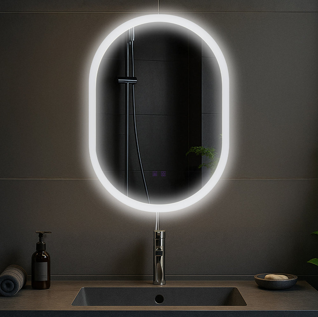 Verlichte Badkamerspiegel - Wandspiegel - Anti-condensfunctie en LED - Spatwaterdicht IP44 Kleur helderglas