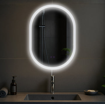 Verlichte Badkamerspiegel - Wandspiegel - Anti-condensfunctie en LED - Spatwaterdicht IP44 Kleur helderglas