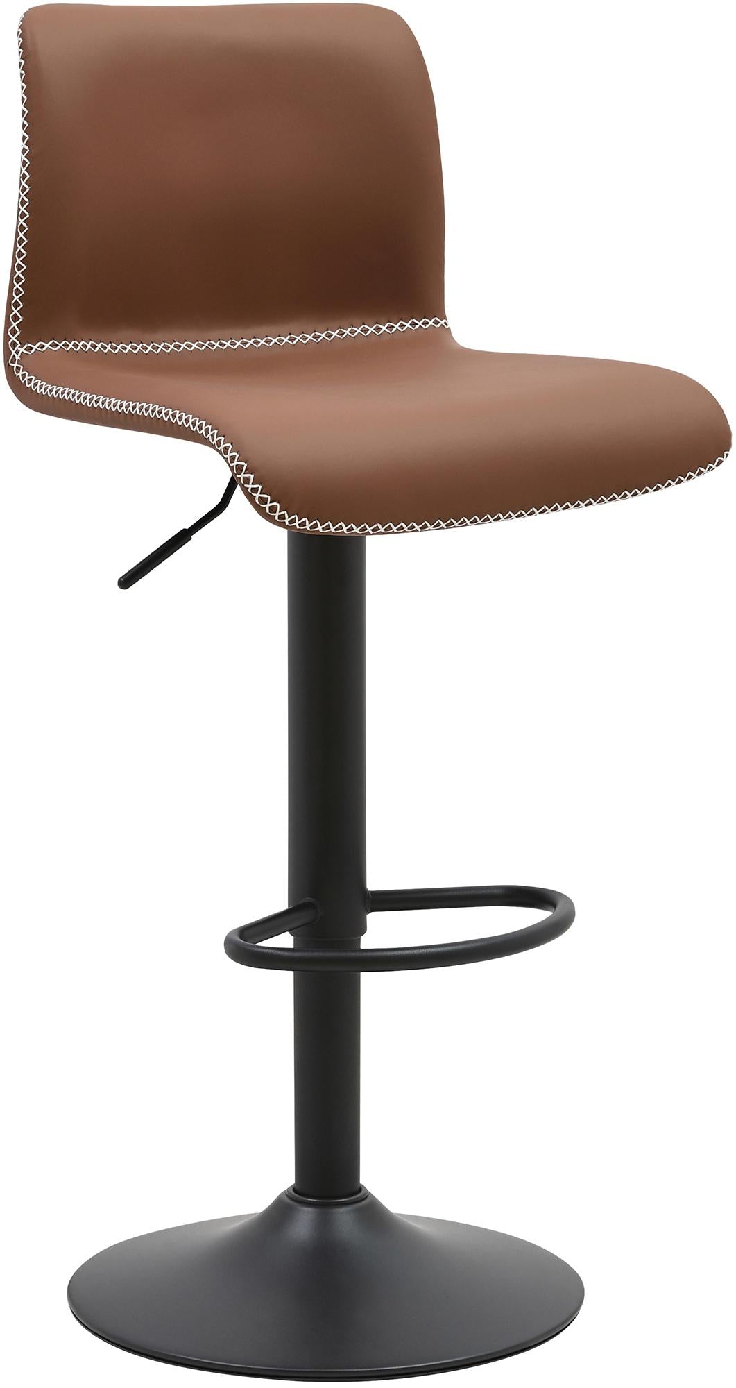 Barkruk Kunstleer - Kruk - Verstelbaar Comfort, 360° Draaibaar Matzwart Frame Kleur bruin