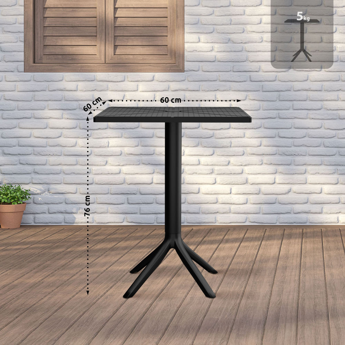 Weerbestendige Tuintafel - Balkontafel - Compact en Duurzaam Design Kleur zwart