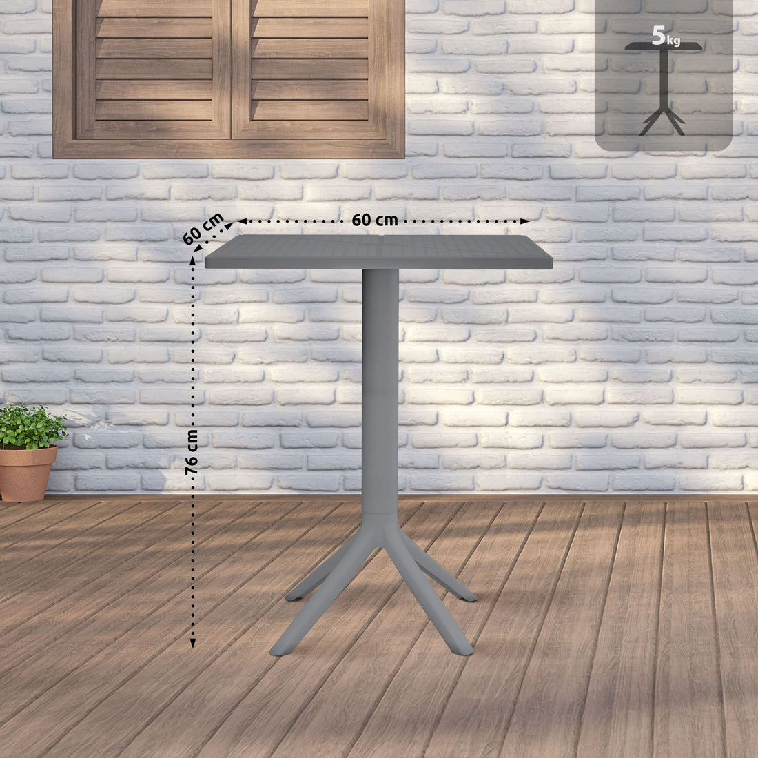 Donkergrijze Tafel - Terrastafel - Weerbestendig Design voor Binnen en Buiten Kleur donkergrijs