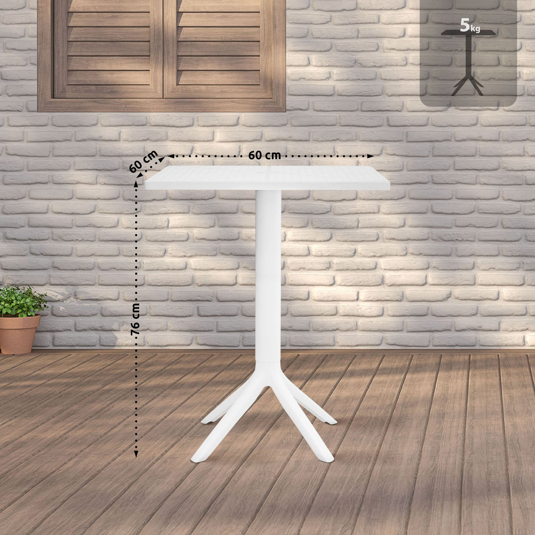 Witte Tuintafel - Balkontafel - Weerbestendig & Ruimtebesparend Design Kleur wit