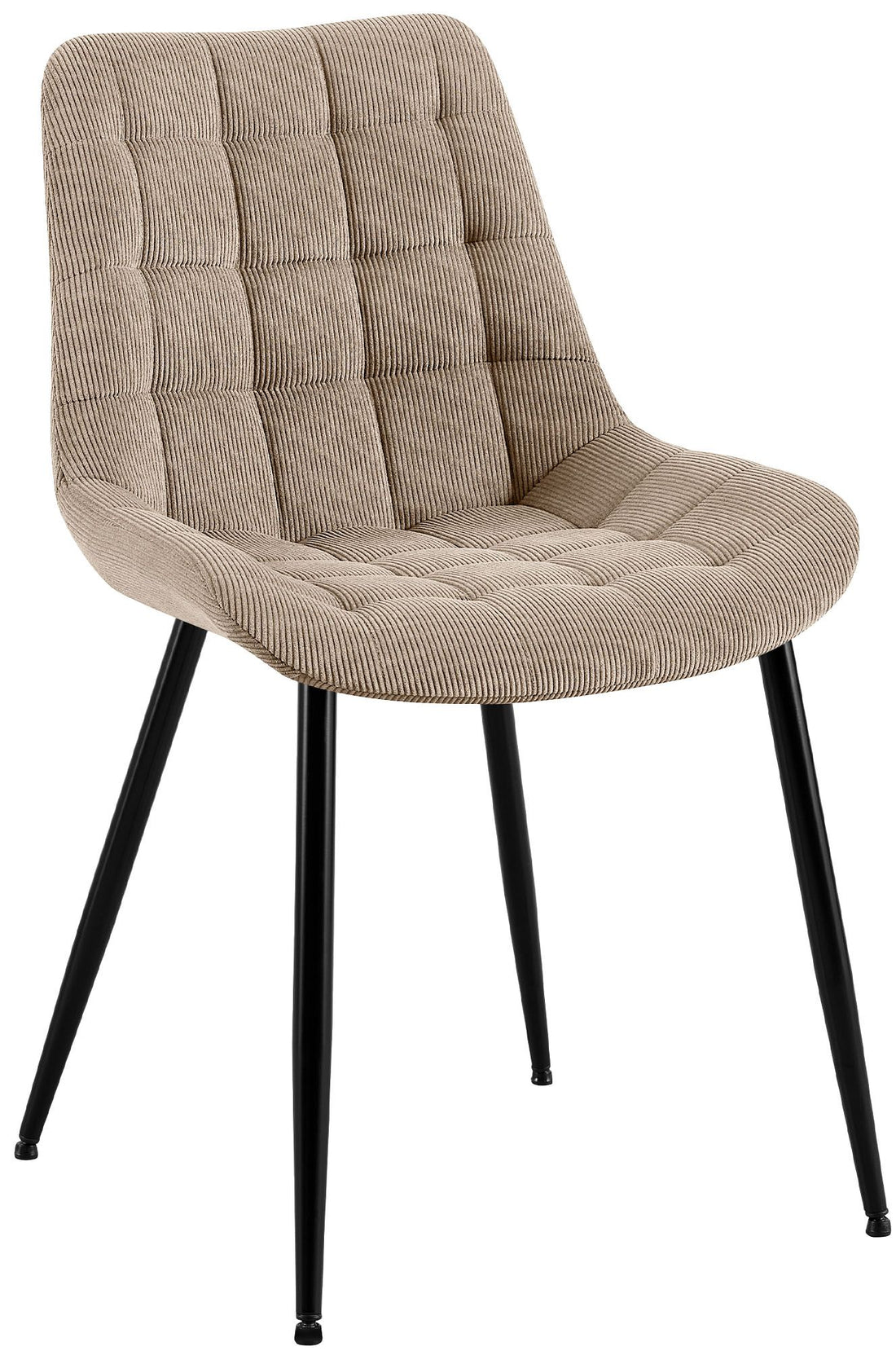 Eetkamerstoel Taupe Ribstof - Keukenstoel - Hoog Zitcomfort, Zwart Metalen Frame Kleur taupe