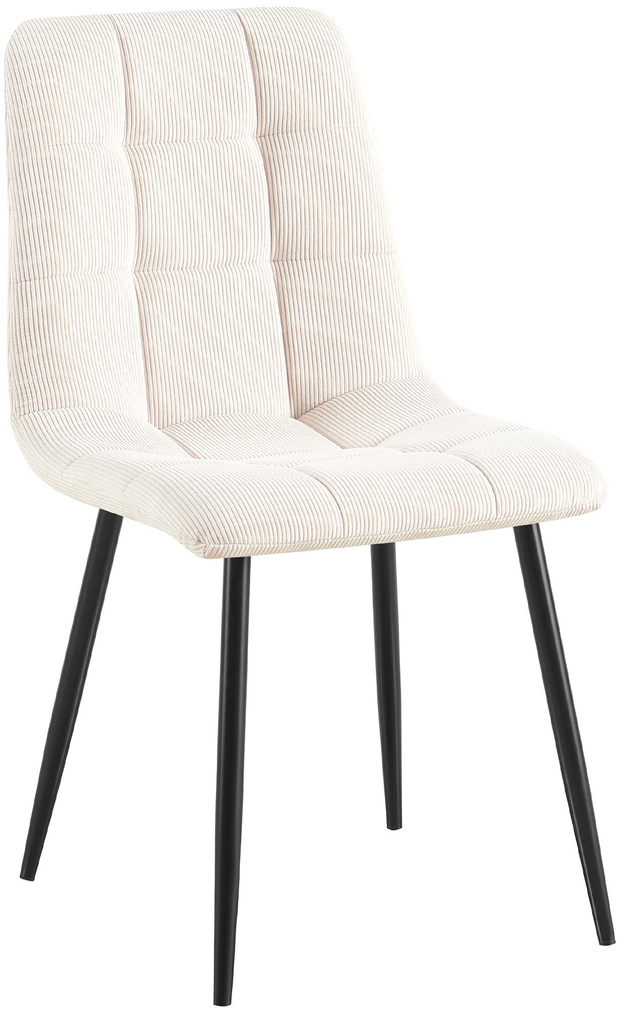 Eetkamerstoel Corduroy - Gestoffeerde Stoel - Comfortabel Zitten, Modern Ontwerp Kleur crème