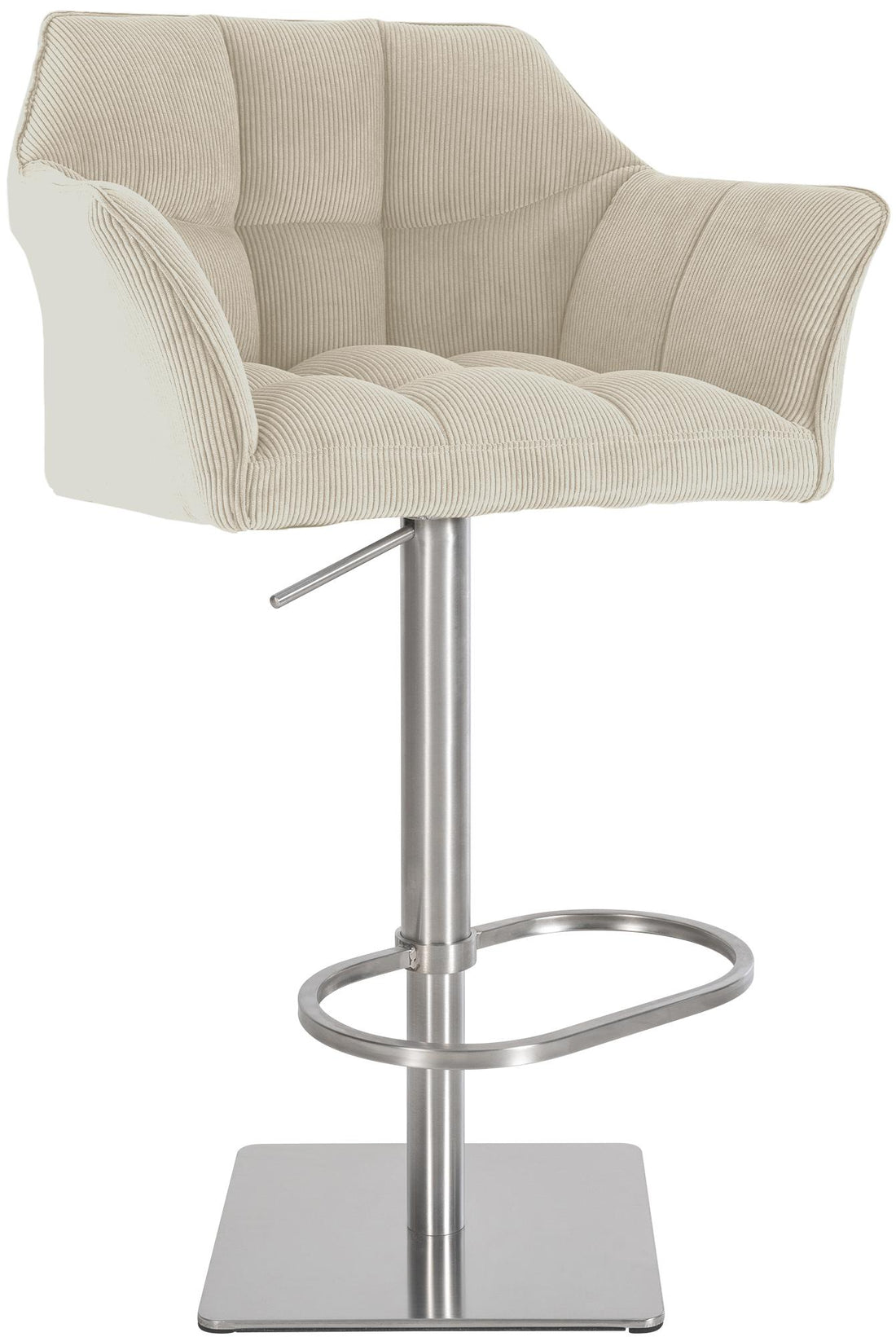 Barkruk, Barstoel, Verstelbaar & Robuust - Roestvrij Staal, 240 kg draagkracht, Modern Design Kleur crème