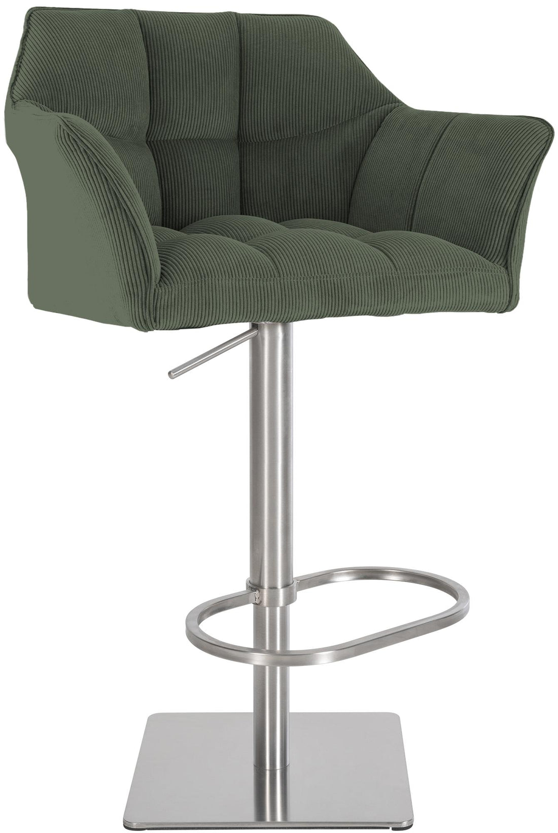 Barkruk Cord - Moderne Barstoel - Verstelbaar & Stevig tot 240kg, Roestvrij Staal, Groen Textiel Kleur groen