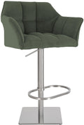Barkruk Cord - Moderne Barstoel - Verstelbaar & Stevig tot 240kg, Roestvrij Staal, Groen Textiel Kleur groen