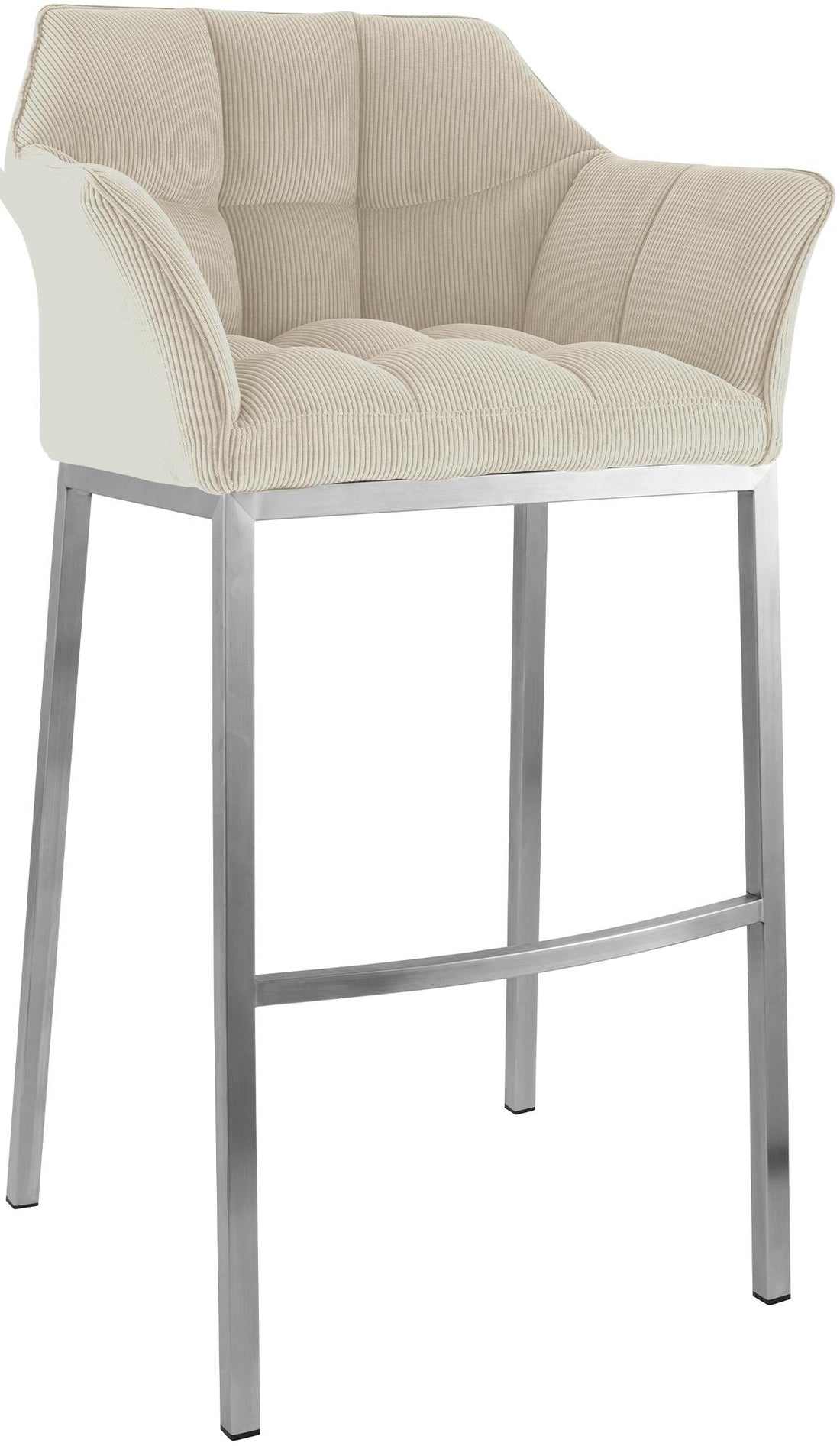 Barkruk Corduroy - Moderne Hoge Kruk - Extra draagkracht tot 240 kg, comfortabel & stabiel Kleur crème