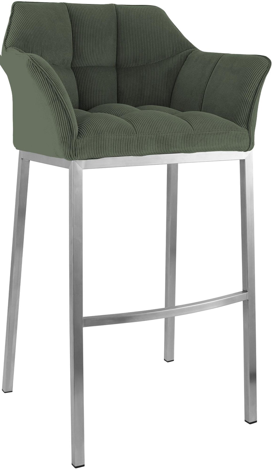 Barkruk Corduroy - Moderne Hoge Stoel - Comfortabele Zitting & 240kg Draagkracht, Metalen Frame Kleur groen
