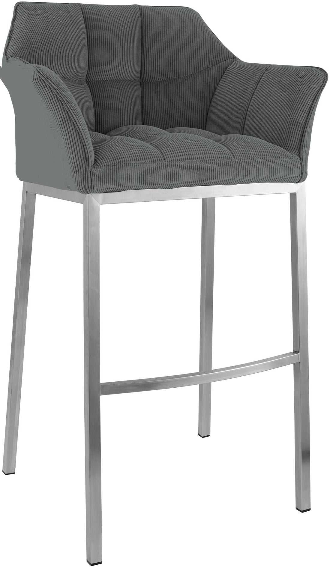 Moderne Barkruk – Design Kruk – Comfortabel & Stevig – Cordbekleding – Metalen Vierpootsframe Kleur grijs