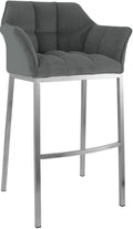 Moderne Barkruk – Design Kruk – Comfortabel & Stevig – Cordbekleding – Metalen Vierpootsframe Kleur grijs