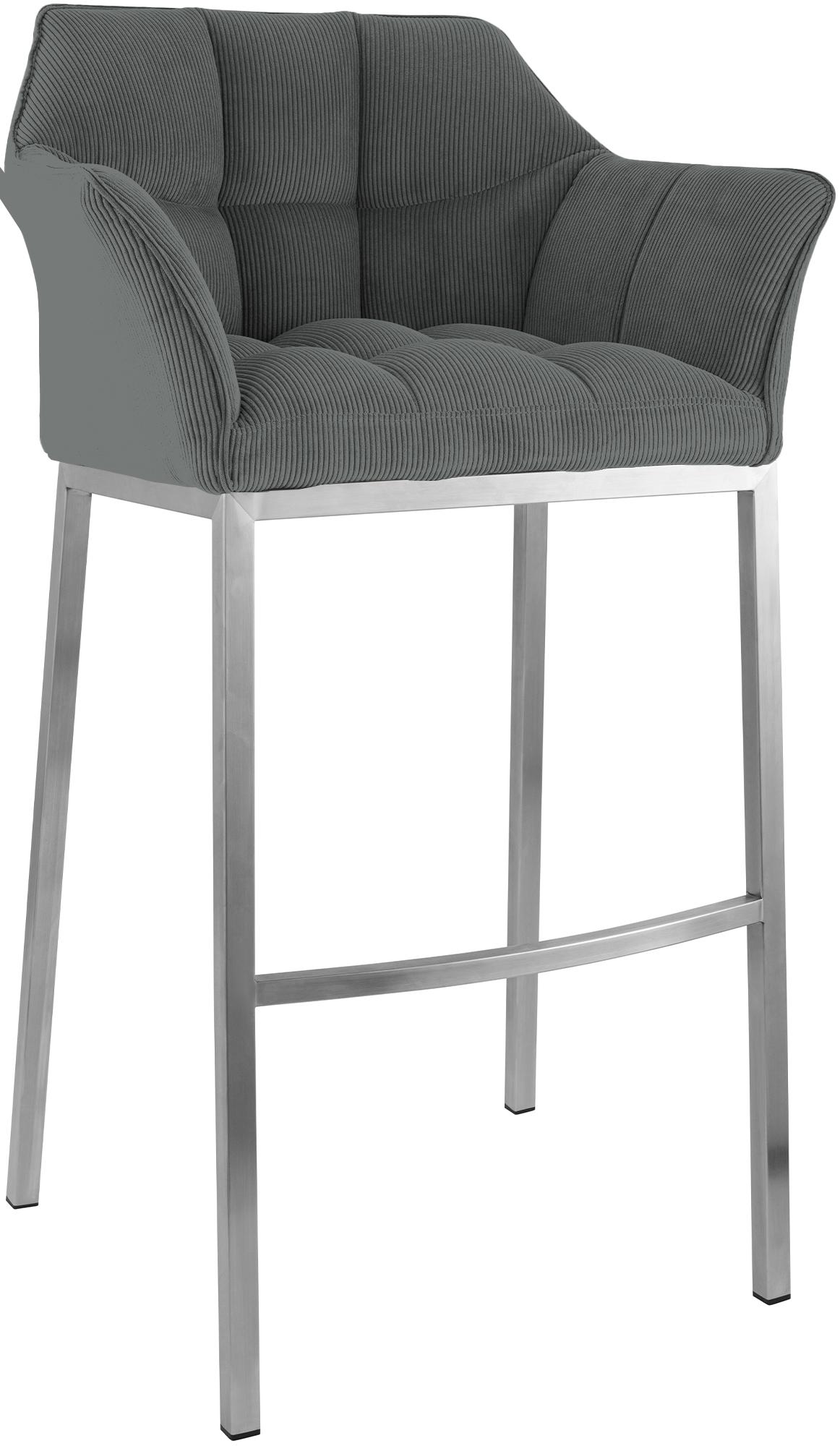 Moderne Barkruk – Design Kruk – Comfortabel & Stevig – Cordbekleding – Metalen Vierpootsframe Kleur grijs