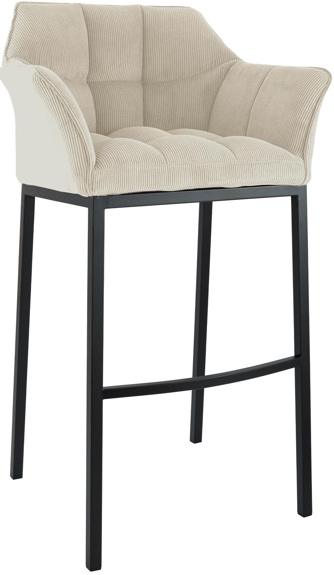 Barkruk Ribstof – Hoge Draagkracht – Comfortabele Zitting & Rugleuning – Vierpoots Metalen Frame Kleur crème