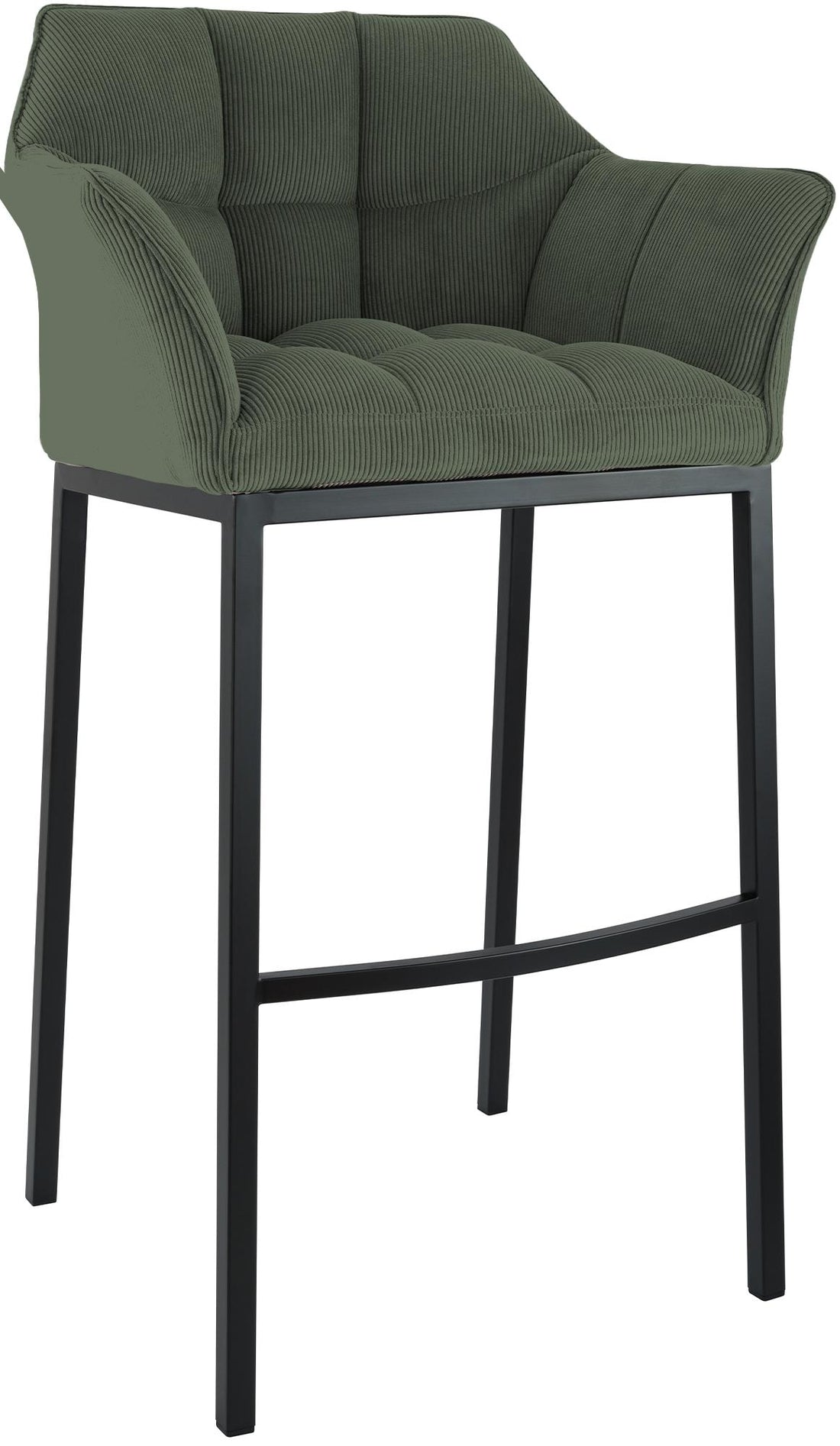 Barkruk Corduroy Groen - Barstoel - Metalen Frame - 240 kg draagkracht - Comfortabele zitervaring Kleur groen