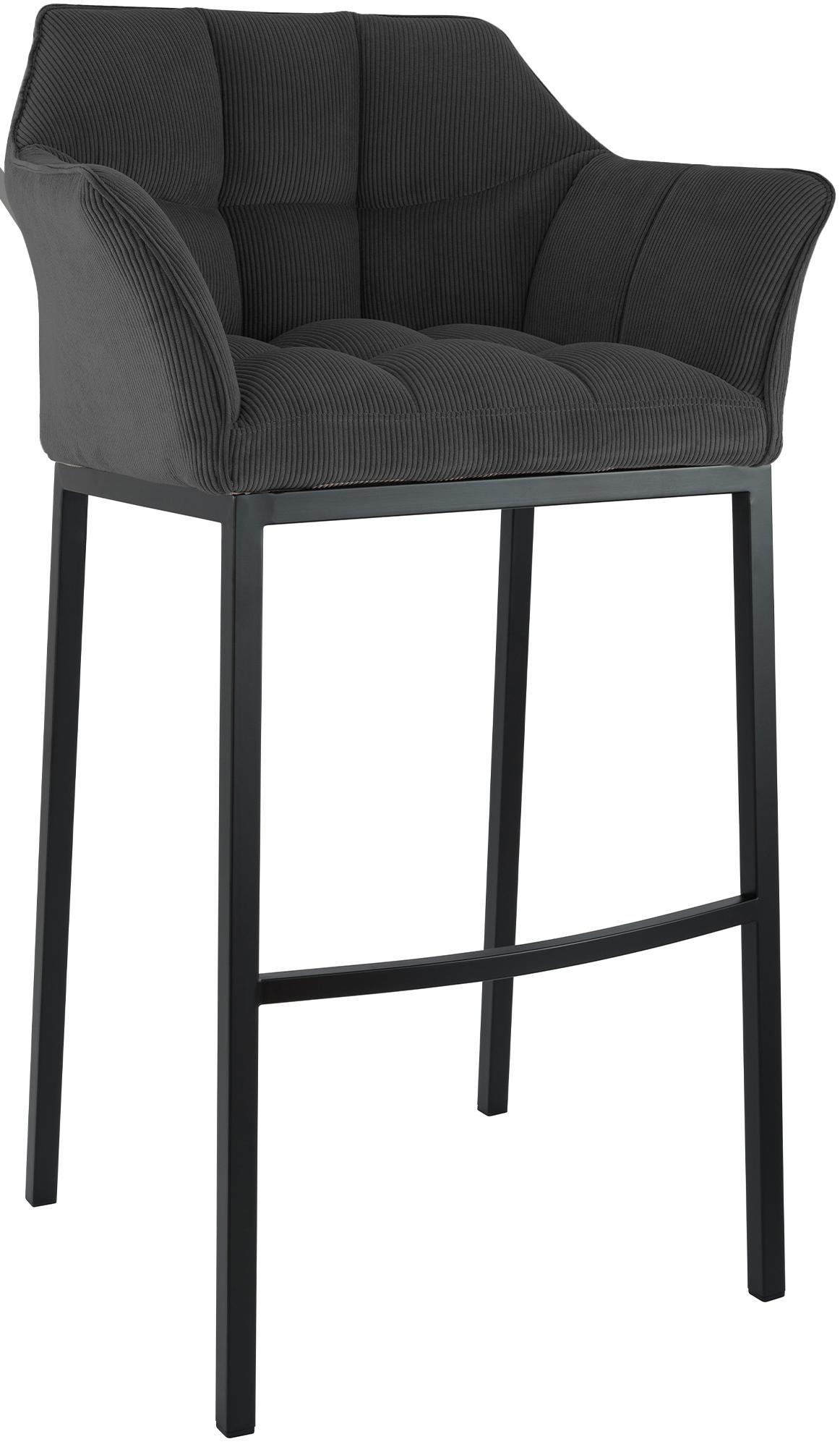 Barkruk Corduroy Bekleding – Barstoel – Hoog draagvermogen, Comfortabele Zit, Met Vierpootsframe Kleur donkergrijs