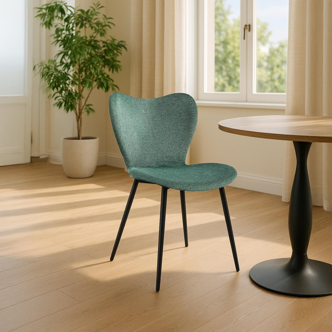 Moderne Groene Eetkamerstoel – Velvet Stoel – Comfortabel zitvlak – Stevig metalen onderstel Kleur groen