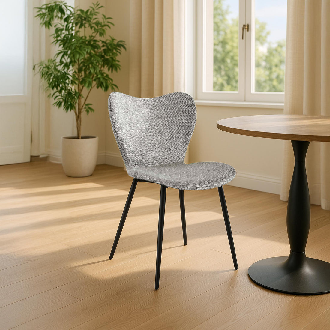 Moderne eetkamerstoel - Kuipstoel grijs - Comfortabele stof, ergonomisch & sterk tot 150 kg Kleur grijs