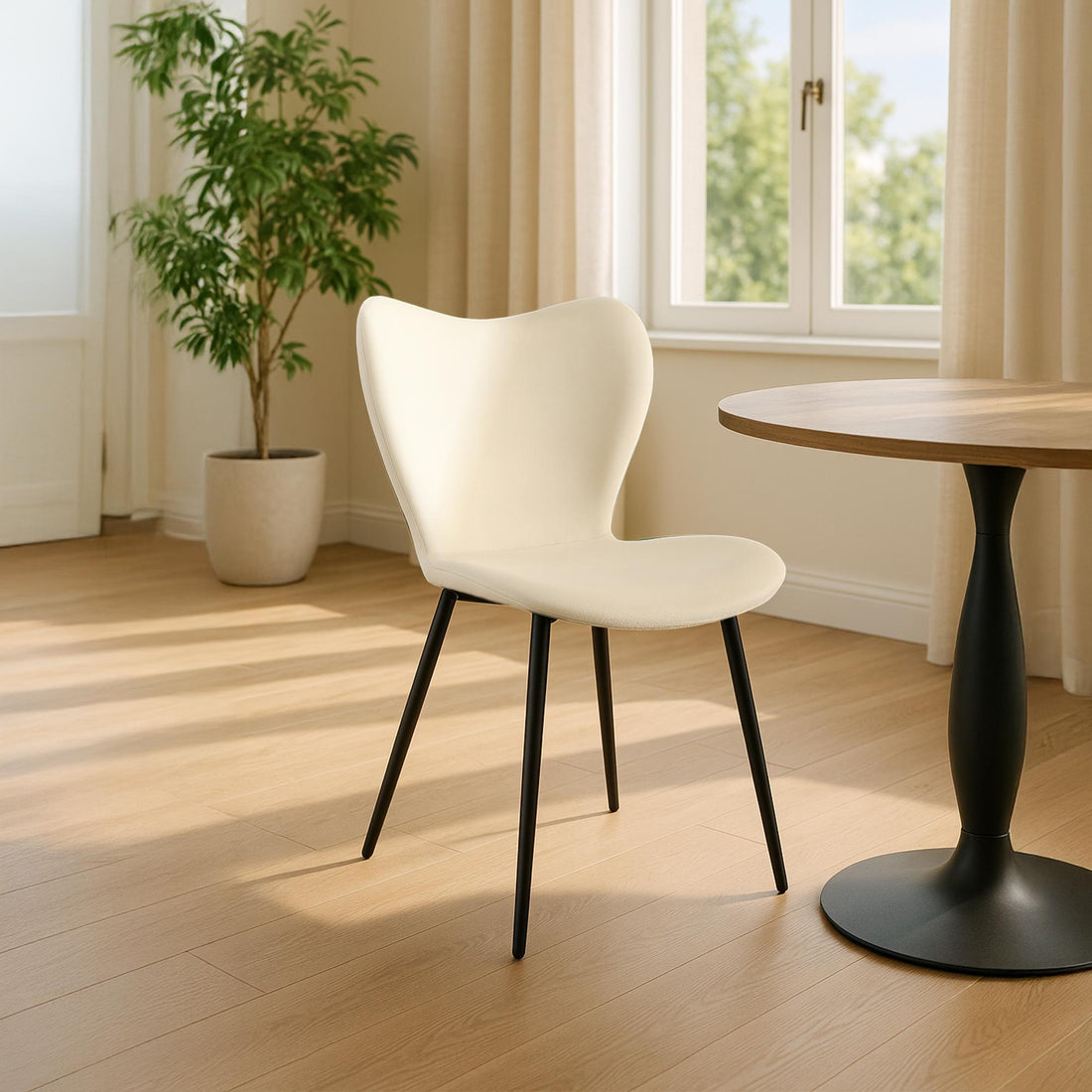 Eetkamerstoel Fluweel, Designstoel, Extra Comfort, Stevig Metaal, Modern, Crème – 150kg draagkracht Kleur crème