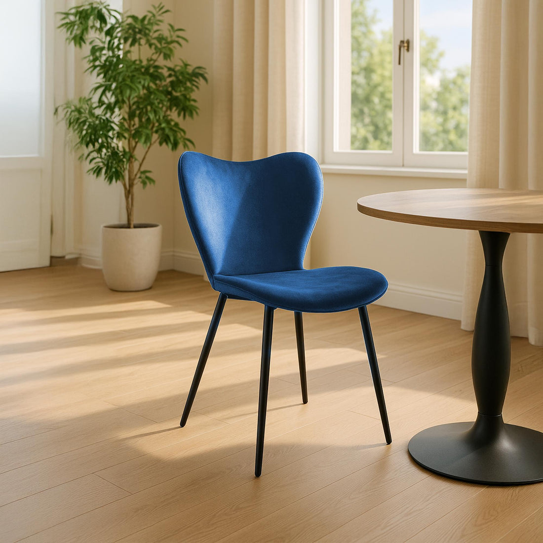 Eetkamerstoel Fluweel - Stoel Velvet - Ergonomisch & Comfortabel, Donkerblauw, Stabiel onderstel Kleur donkerblauw