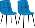 2-delige set Eetkamerstoelen - Keukenstoelen - Onderhoudsvriendelijk ontwerp Kleur lichtblauw Materiaal Stof