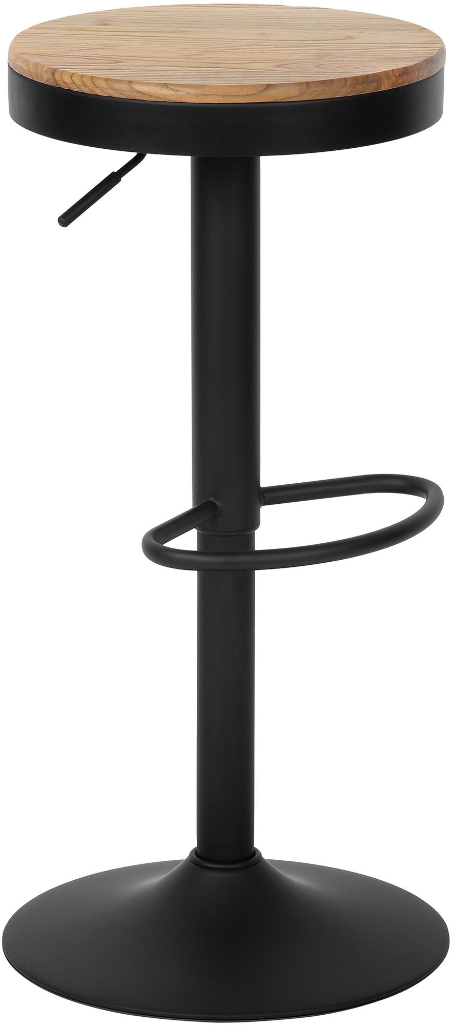 Verstelbare Barkruk - Hoge Kruk - 360° Draaibaar met Vloerbeschermer en Voetensteun Kleur natuur