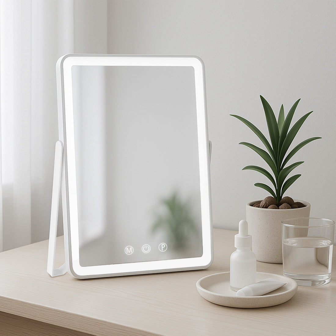 Verlichte Make-up Spiegel - Schminkspiegel - Instelbare LED-kleuren, Compact Formaat Kleur wit