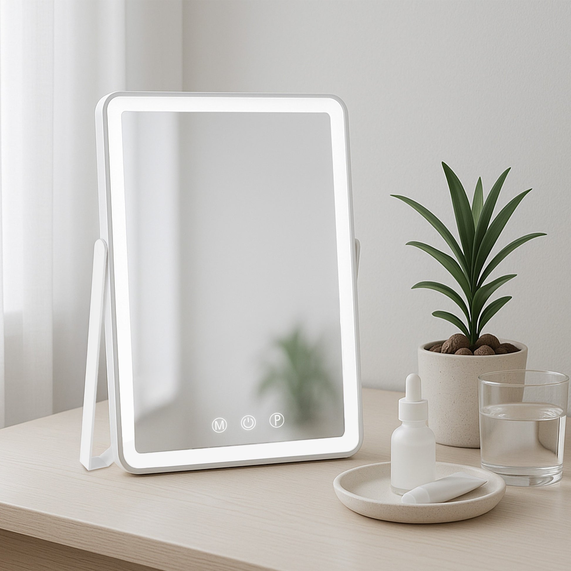 Verlichte Make-up Spiegel - Schminkspiegel - Instelbare LED-kleuren, Compact Formaat Kleur wit