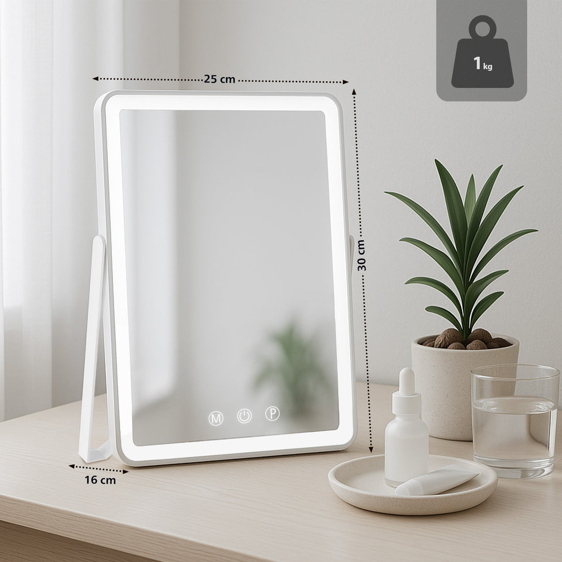 Verlichte Make-up Spiegel - Schminkspiegel - Instelbare LED-kleuren, Compact Formaat Kleur wit