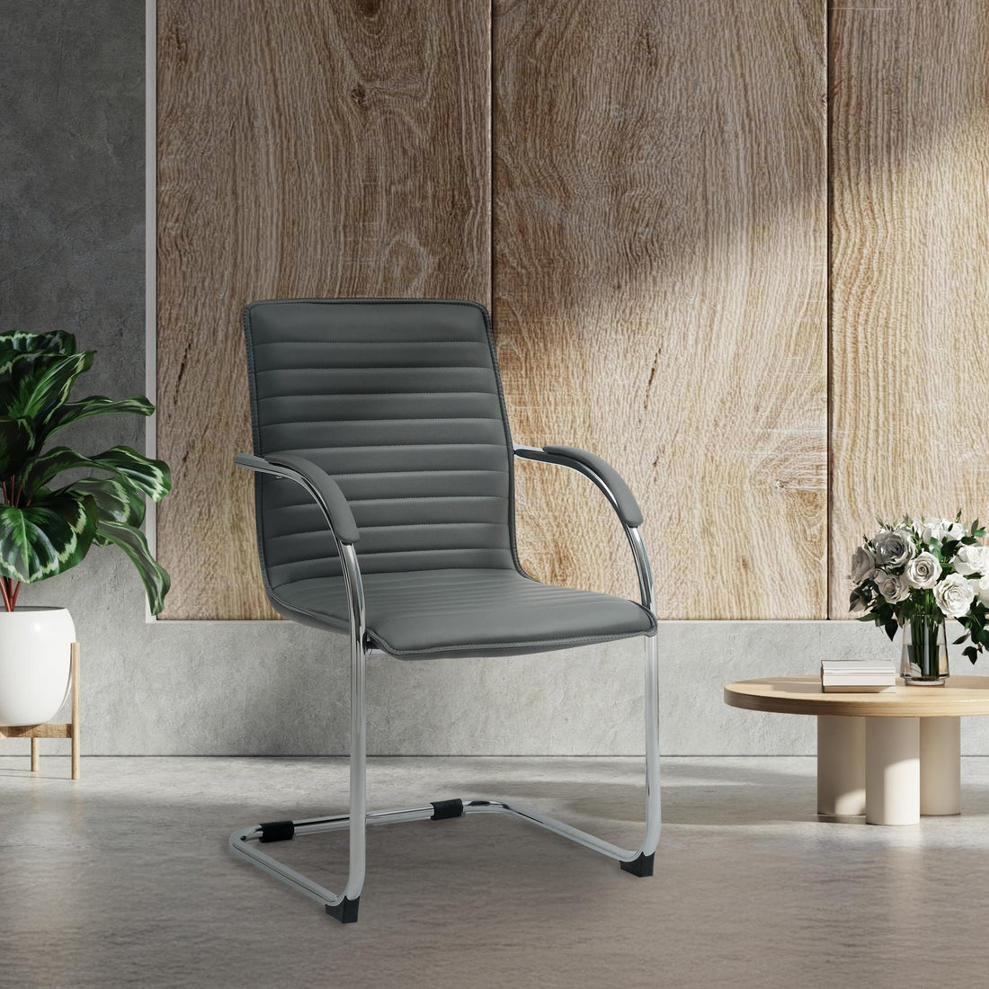 Set van 2 Eetkamerstoelen - Kunstlederen Schommelstoelen - Optimaal Comfort Kleur grijs