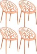 4-delige Set Stapelbare Tuinstoelen - Bistrostoelen - Weerbestendig en Ruimtebesparend Design Kleur perzik