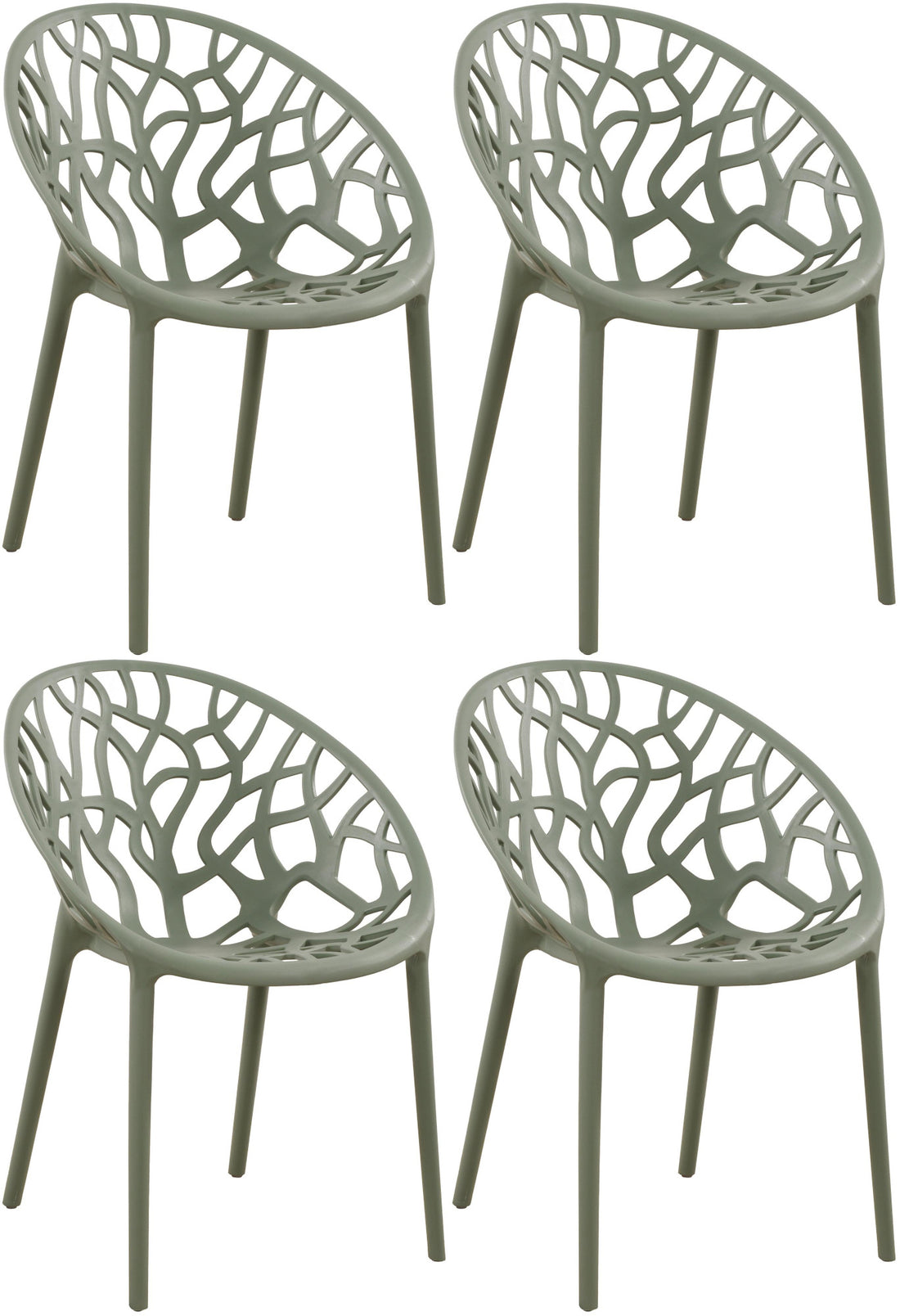 Set van 4 Stapelbare Tuinstoelen - Waterafstotend en UV-bestendig Kleur olijf