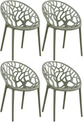 Set van 4 Stapelbare Tuinstoelen - Waterafstotend en UV-bestendig Kleur olijf