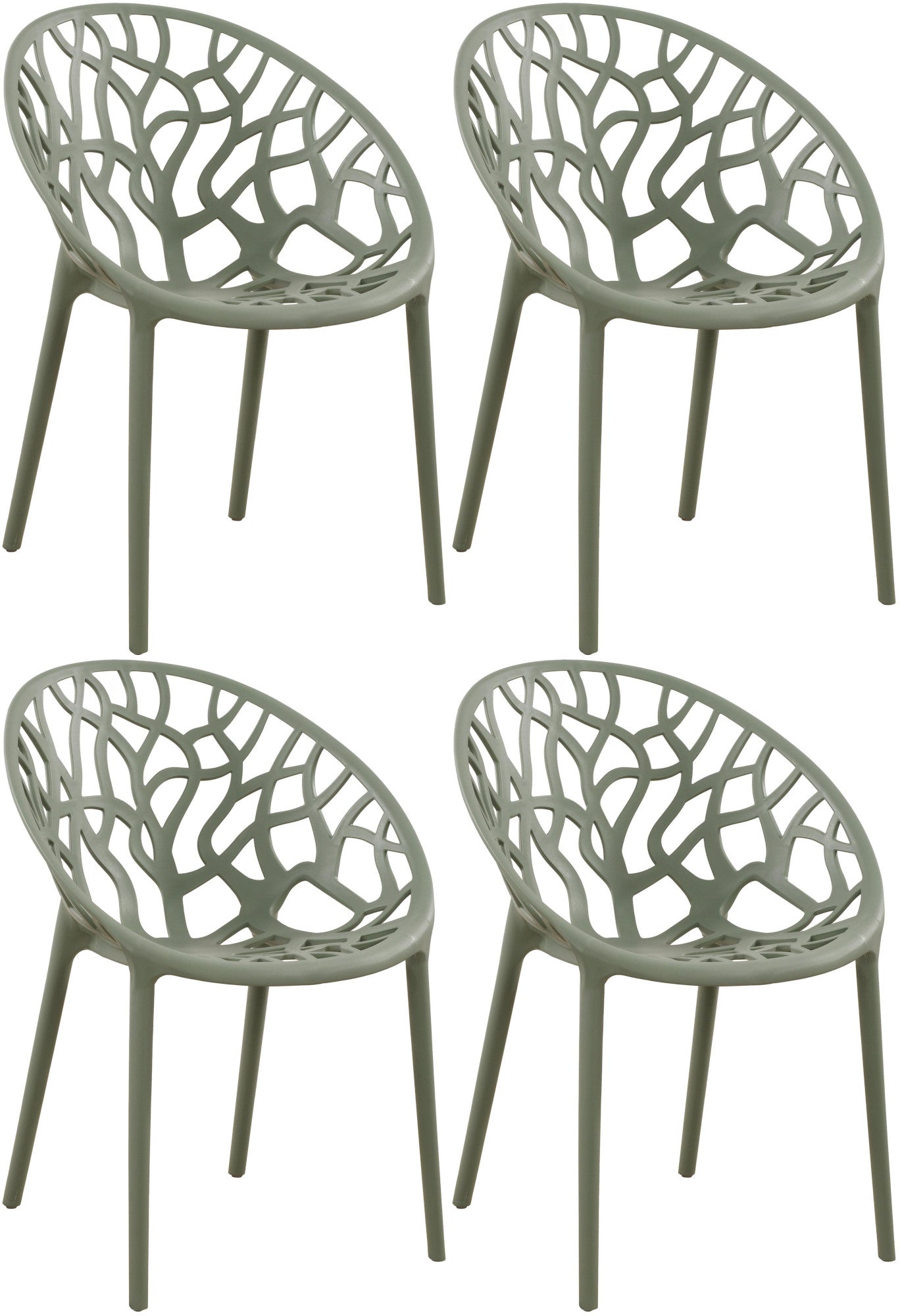 Set van 4 Stapelbare Tuinstoelen - Waterafstotend en UV-bestendig Kleur olijf