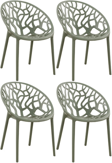 Set van 4 Stapelbare Tuinstoelen - Waterafstotend en UV-bestendig Kleur olijf