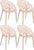 4-delige Set Stapelbare Tuinstoelen - Bistrostoelen - Weerbestendig en Ruimtebesparend Design Kleur roos