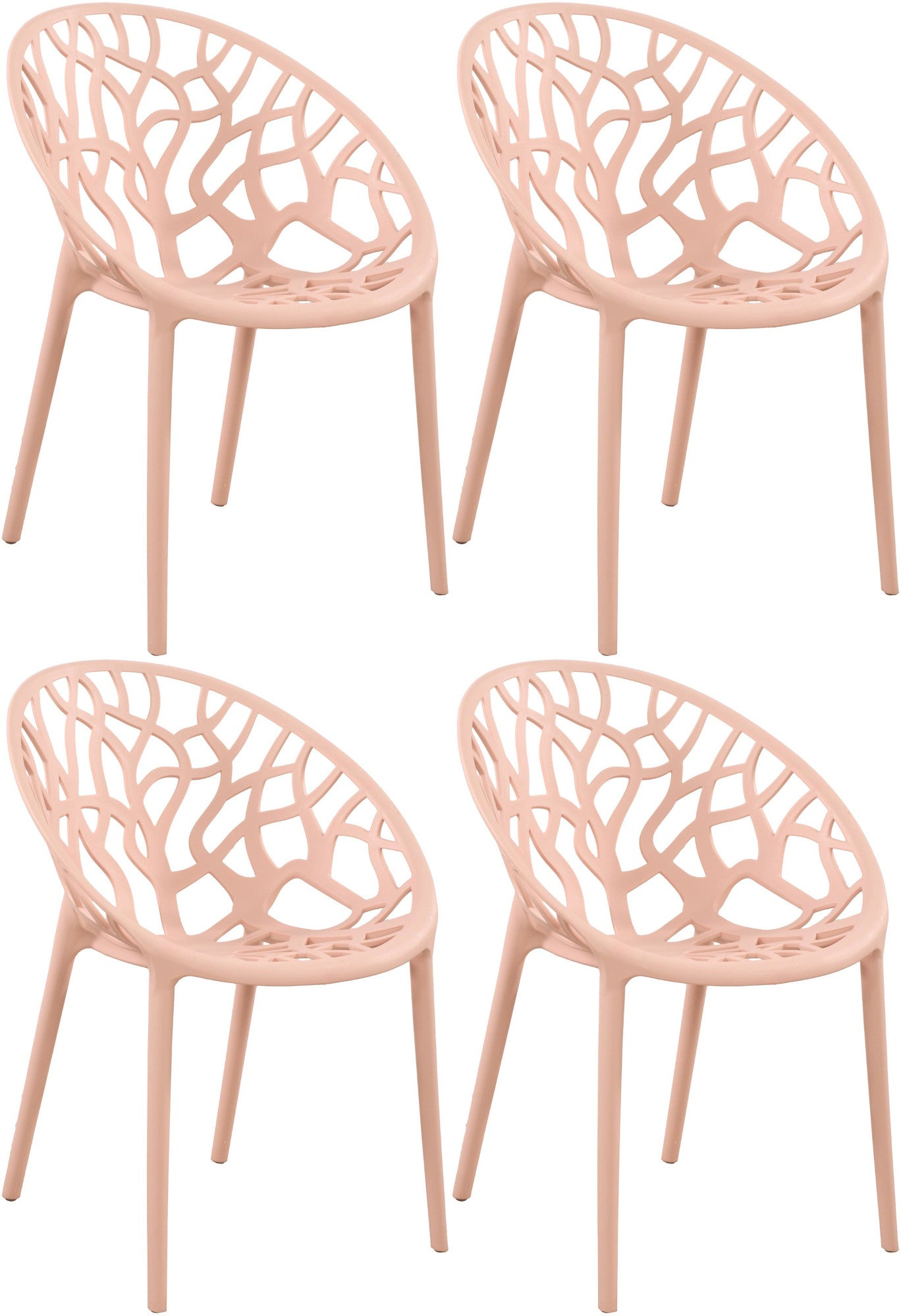 4-delige Set Stapelbare Tuinstoelen - Bistrostoelen - Weerbestendig en Ruimtebesparend Design Kleur roos